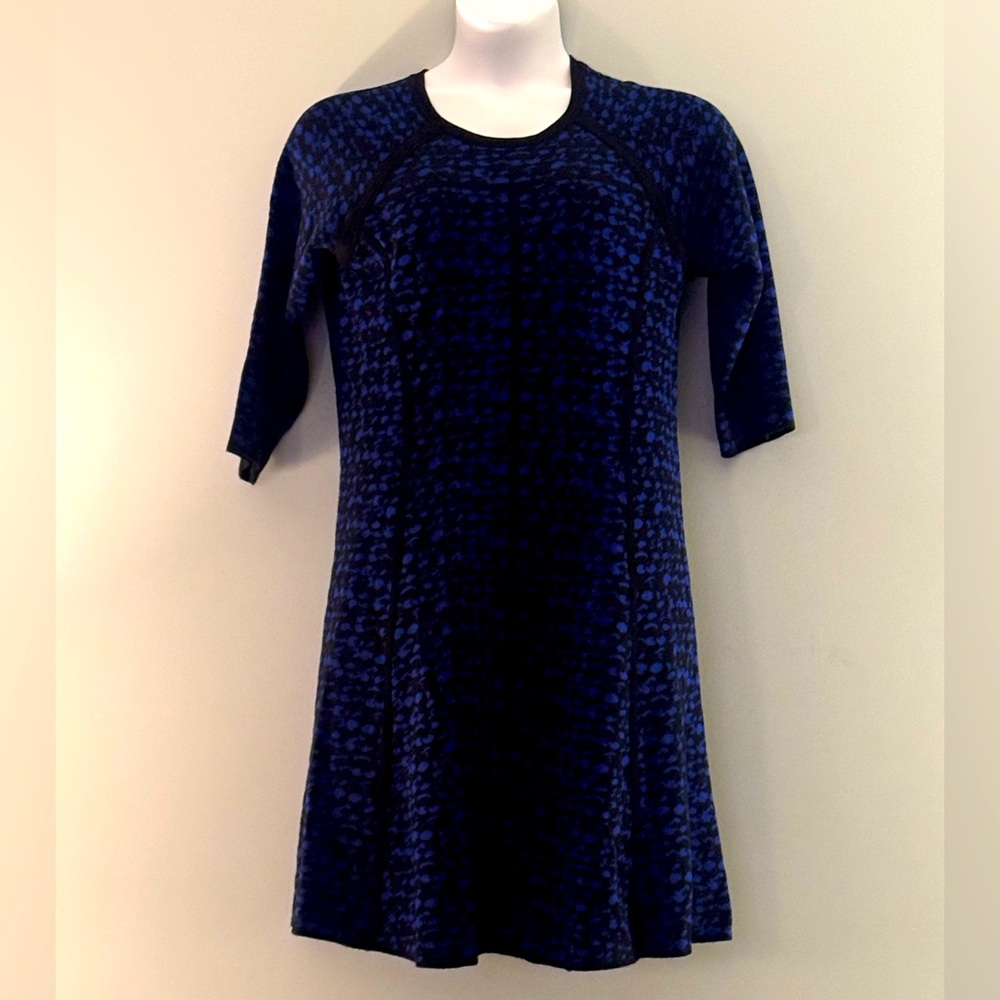 Blue and Black Patterned sweater Dress
